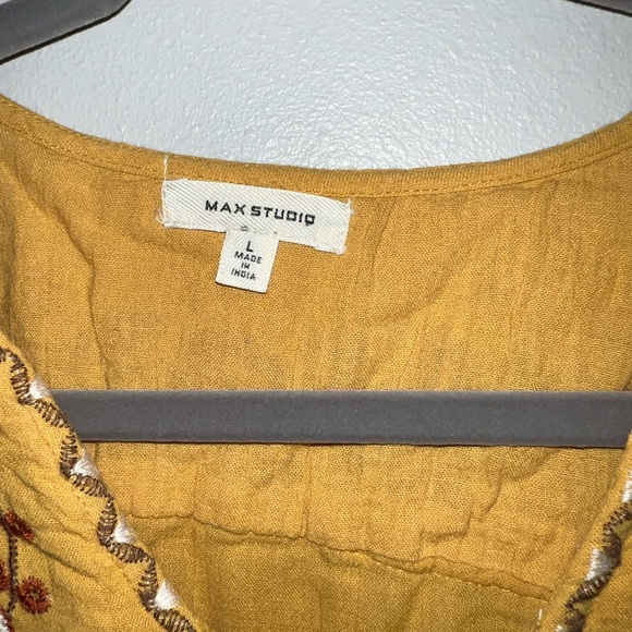 Max Studio Mustard Floral Embroidered Tunic - Picture 2 of 4